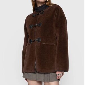 REBECCA MINKOFF Chocolate Brown Shearling Toggle Jacket--NWT--M
